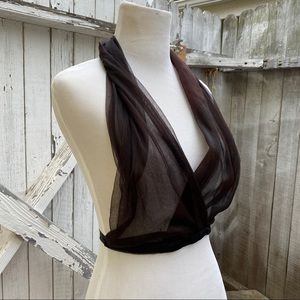 Vintage Wrap Brown Halter crop twist tank top